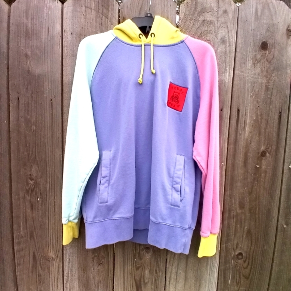 Teddy Fresh 2.0 Pastel Color Block Hoodie Unisex Medium Heavyweight Pullover